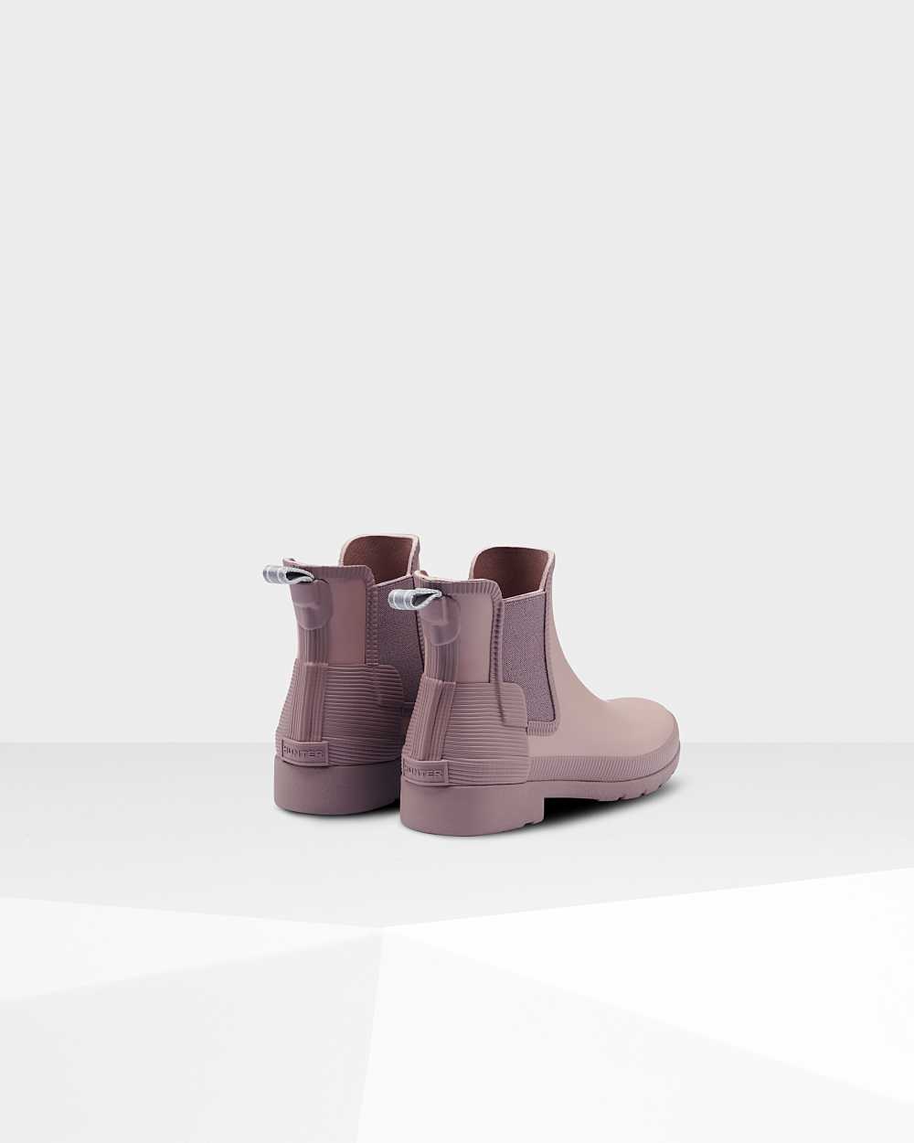 Hunter Refined Texture Block Slim Fit Women's Chelsea Boots NZ-54216W Purple
